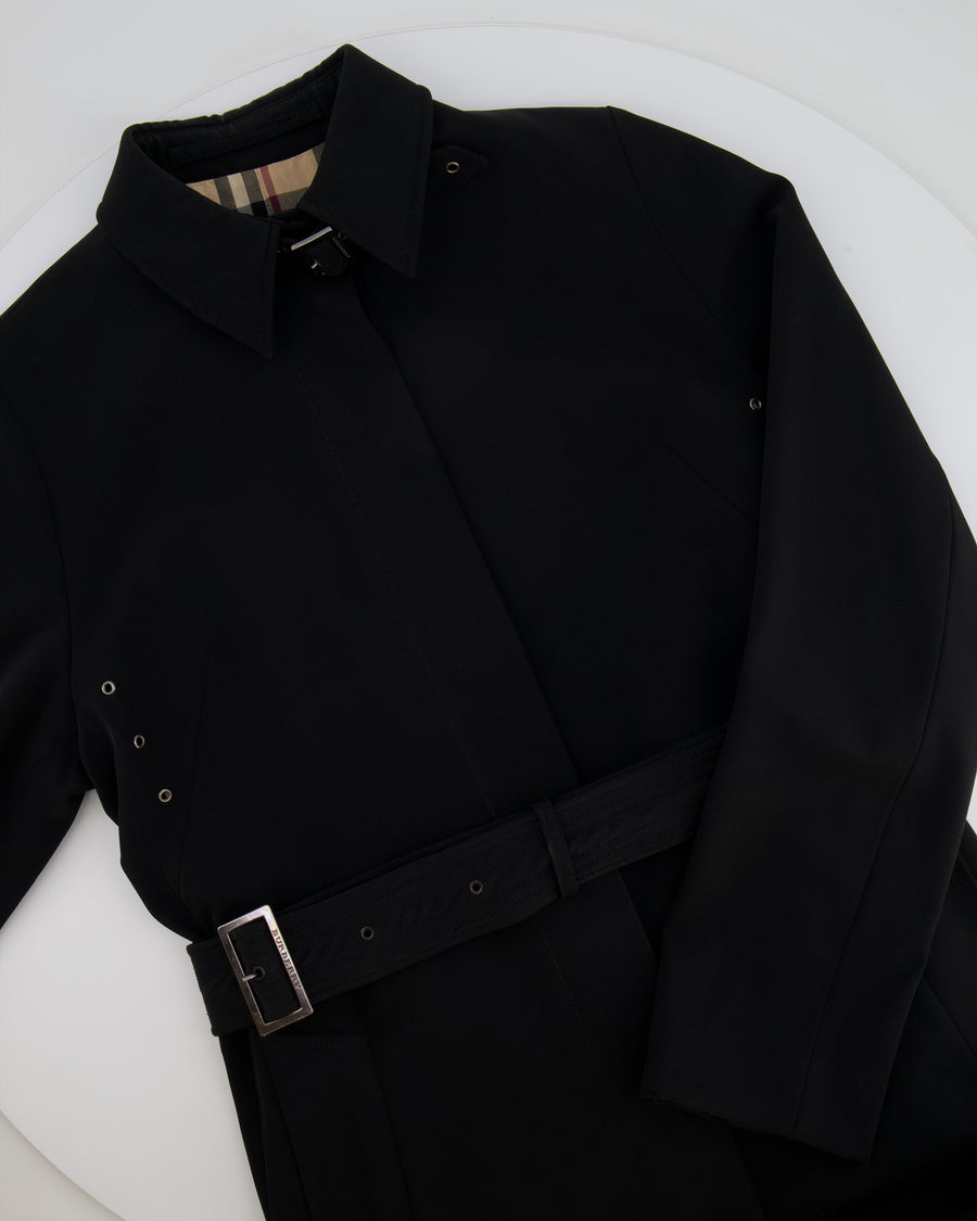 Burberry Black Classic Trench Coat with Belt Detail Size UK 8