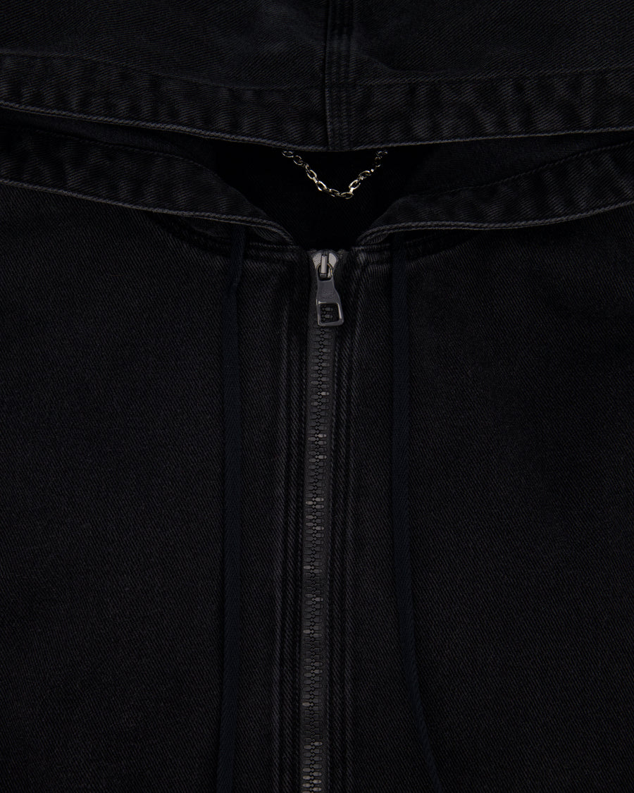 Louis Vuitton Menswear Washed Black Zip Denim Hoody Size FR 44 (UK 34)