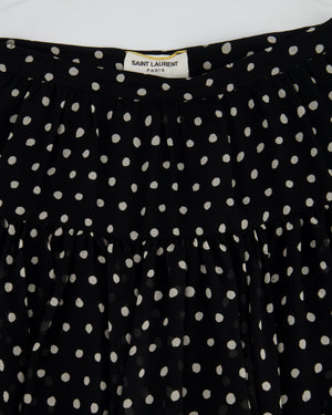 Saint Laurent Black & White Polkadot Silk Mini Skirt Size FR 36 (UK 8)