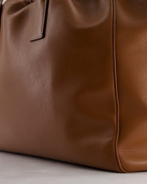 Celine Brown Leather Cabas Drawstring Tote Bag