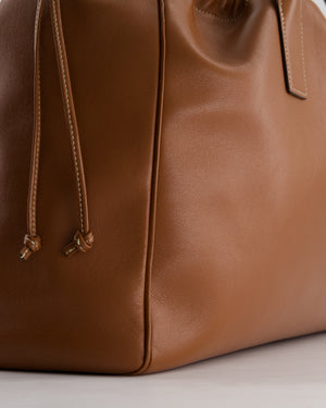 Celine Brown Leather Cabas Drawstring Tote Bag