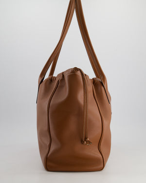 Celine Brown Leather Cabas Drawstring Tote Bag