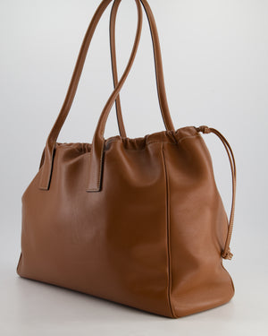 Celine Brown Leather Cabas Drawstring Tote Bag