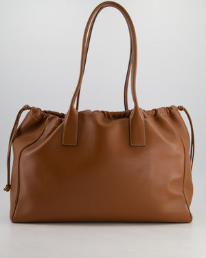 Celine Brown Leather Cabas Drawstring Tote Bag