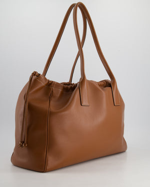 Celine Brown Leather Cabas Drawstring Tote Bag