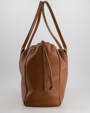 Celine Brown Leather Cabas Drawstring Tote Bag