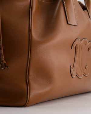 Celine Brown Leather Cabas Drawstring Tote Bag