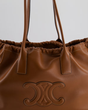 Celine Brown Leather Cabas Drawstring Tote Bag