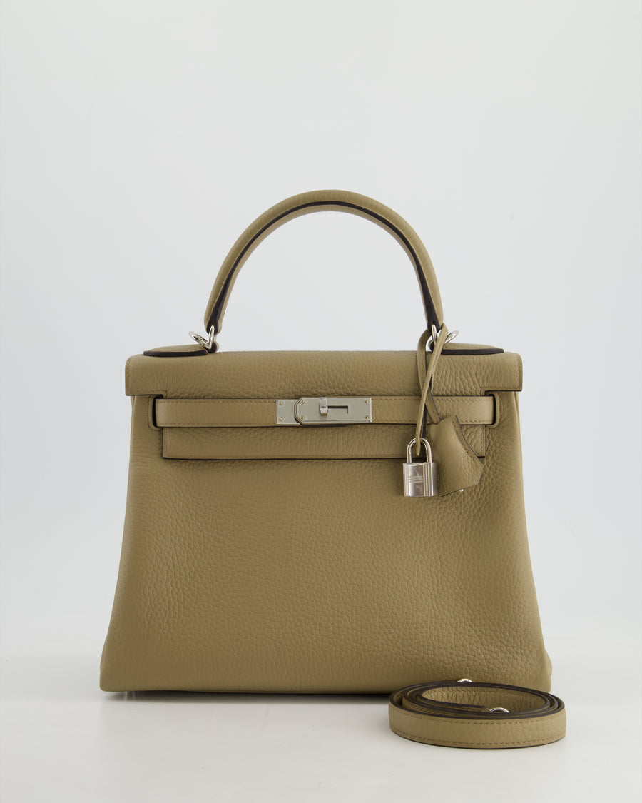 Hermès Kelly Retourne Bag 28cm in Beige Marfa Clemence Leather with Palladium Hardware