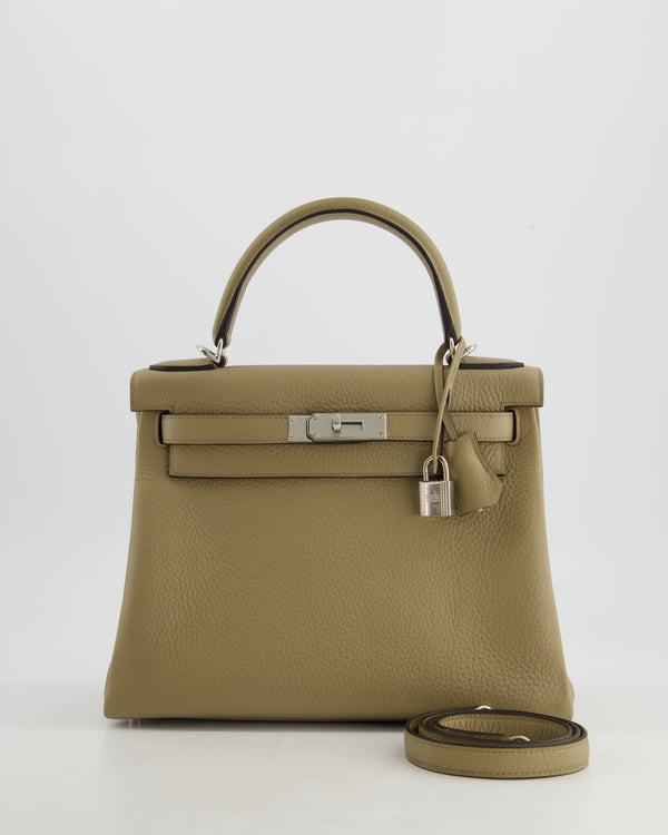 Hermès Kelly Retourne Bag 28cm in Beige Marfa Clemence Leather with Palladium Hardware