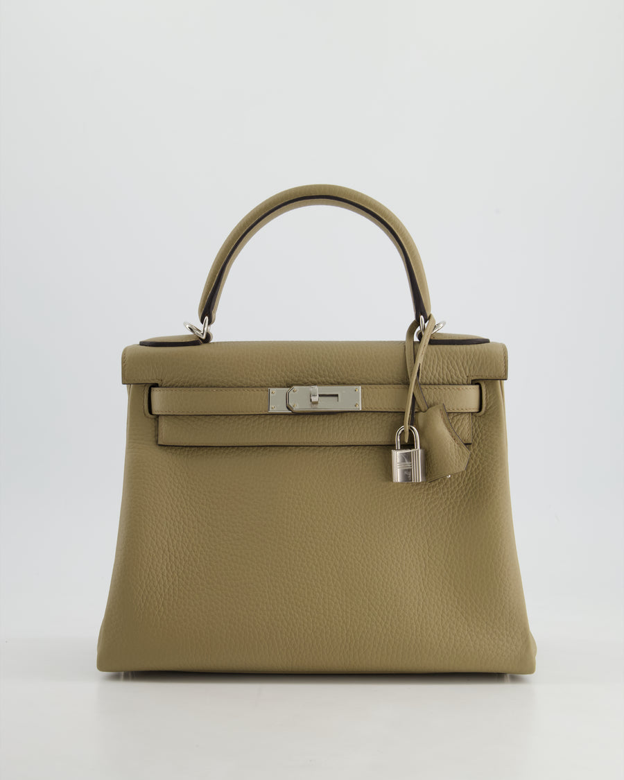 Hermès Kelly Retourne Bag 28cm in Beige Marfa Clemence Leather with Palladium Hardware