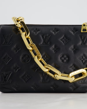 Louis Vuitton Coussin BB Bag in Black Monogram Embossed Calfskin Leather with Gold Chain Strap £2,940