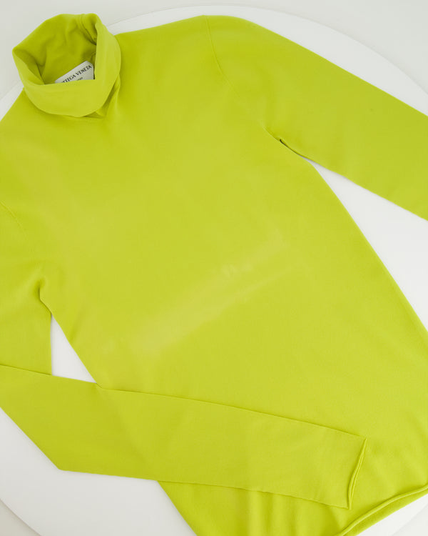 Bottega Veneta Lime Long-Sleeve Top with Turtleneck Detail Size S (UK 8)