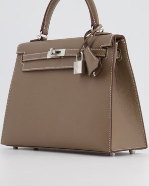 *HOLY GRAIL* Hermès Kelly Sellier 25cm Bag in Etoupe Epsom Leather with Palladium Hardware