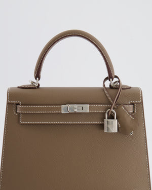 *HOLY GRAIL* Hermès Kelly Sellier 25cm Bag in Etoupe Epsom Leather with Palladium Hardware