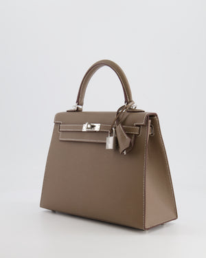 *HOLY GRAIL* Hermès Kelly Sellier 25cm Bag in Etoupe Epsom Leather with Palladium Hardware