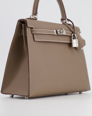 *HOLY GRAIL* Hermès Kelly Sellier 25cm Bag in Etoupe Epsom Leather with Palladium Hardware