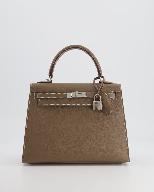 *HOLY GRAIL* Hermès Kelly Sellier 25cm Bag in Etoupe Epsom Leather with Palladium Hardware