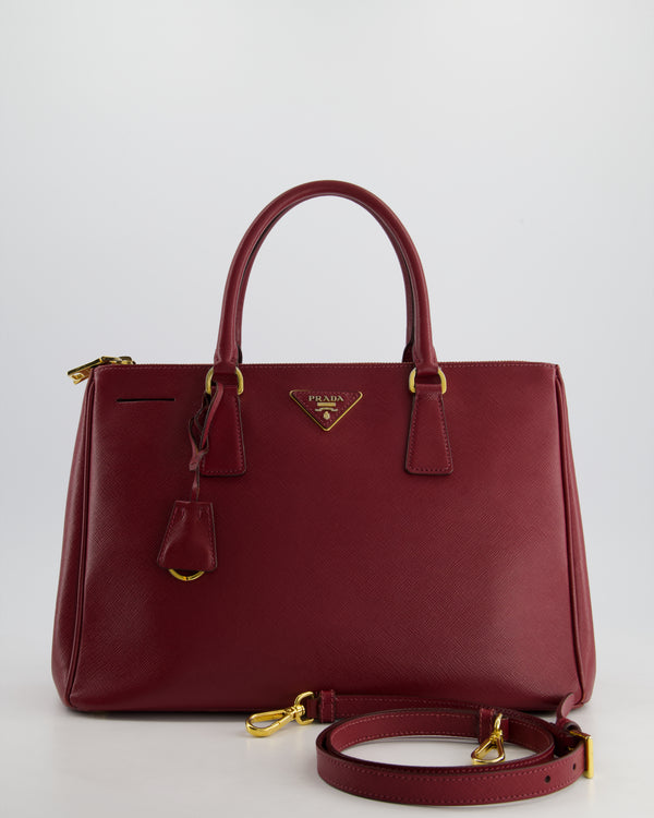 Prada Large Galleria Bag in Burgundy Saffiano Leather