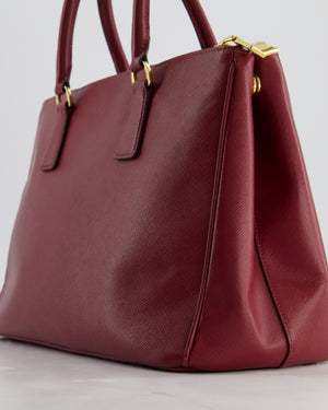 Prada Large Galleria Bag in Burgundy Saffiano Leather