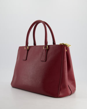 Prada Large Galleria Bag in Burgundy Saffiano Leather