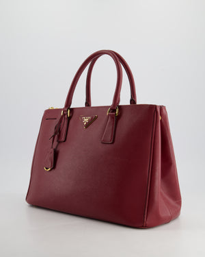 Prada Large Galleria Bag in Burgundy Saffiano Leather