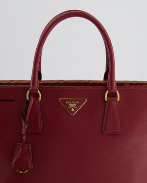 Prada Large Galleria Bag in Burgundy Saffiano Leather