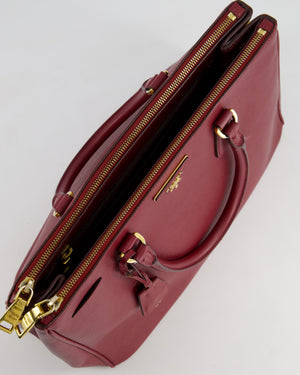 Prada Large Galleria Bag in Burgundy Saffiano Leather