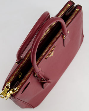 Prada Large Galleria Bag in Burgundy Saffiano Leather