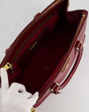 Prada Large Galleria Bag in Burgundy Saffiano Leather