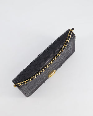 Chanel Black Python Boy Wallet on Chain Bag with Antique Gold Hardware