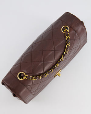 Chanel Vintage Single Flap Diana Bag in Brown Lambskin Leather With 24K Gold Hardware