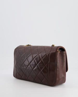 Chanel Vintage Single Flap Diana Bag in Brown Lambskin Leather With 24K Gold Hardware