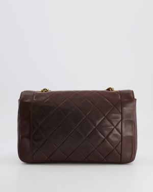 Chanel Vintage Single Flap Diana Bag in Brown Lambskin Leather With 24K Gold Hardware