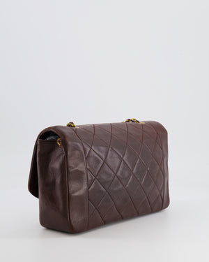 Chanel Vintage Single Flap Diana Bag in Brown Lambskin Leather With 24K Gold Hardware