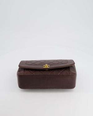 Chanel Vintage Single Flap Diana Bag in Brown Lambskin Leather With 24K Gold Hardware