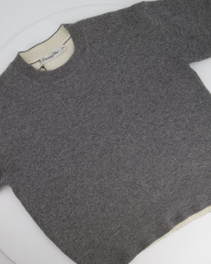 Christian Dior Grey Cashmere J'adior Sweater with Logo Detail Size FR 34 (UK 6) RRP £1,700