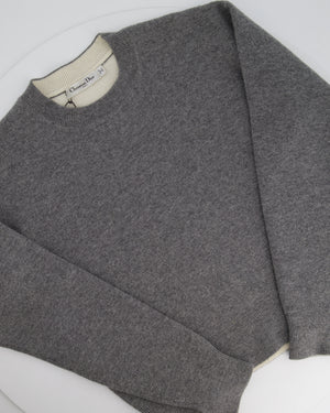 Christian Dior Grey Cashmere J'adior Sweater with Logo Detail Size FR 34 (UK 6) RRP £1,700