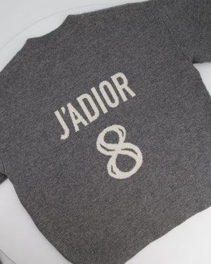 Christian Dior Grey Cashmere J'adior Sweater with Logo Detail Size FR 34 (UK 6) RRP £1,700