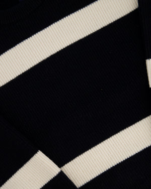 Louis Vuitton Black, White Stripe Knitted Jumper with Gold Anchor Button Detail Size XS (UK 6)