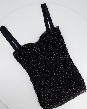 Dolce & Gabbana Black Polkadot Bustier Ruched Mesh Top Size IT 38 (UK 6)