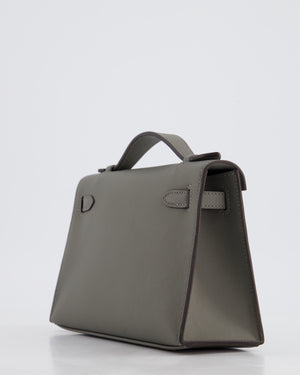 Hermès Kelly Pochette Bag in Gris Meyer Swift Leather with Gold Hardware