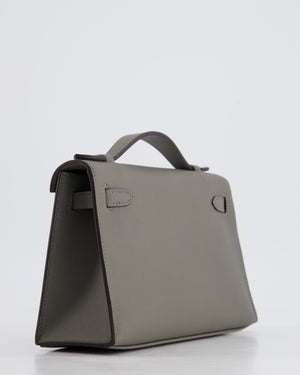 Hermès Kelly Pochette Bag in Gris Meyer Swift Leather with Gold Hardware