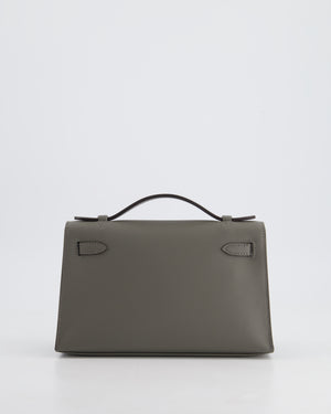 Hermès Kelly Pochette Bag in Gris Meyer Swift Leather with Gold Hardware