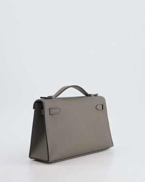 Hermès Kelly Pochette Bag in Gris Meyer Swift Leather with Gold Hardware