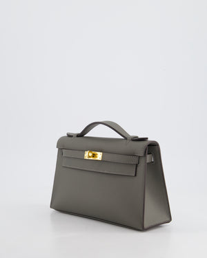 Hermès Kelly Pochette Bag in Gris Meyer Swift Leather with Gold Hardware