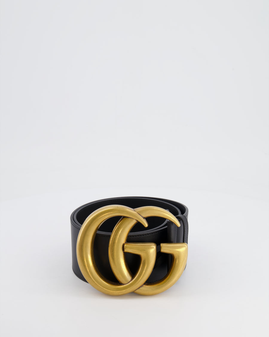 Gucci Black Large GG Logo Marmont Leather Belt Size 85cm