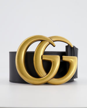 Gucci Black Large GG Logo Marmont Leather Belt Size 85cm