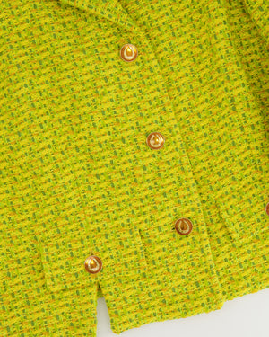 Gucci Yellow Tweed Long-Sleeve Jacket and Mini Skirt Set with Horseshoe Button Details Size IT 42/44 (UK 10/12)