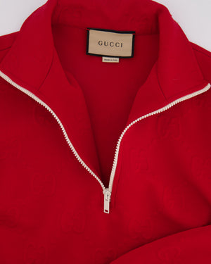 Gucci Red GG Logo-Embossed High-Neck Jersey Mini Dress Size M (UK 10) RRP £1,000